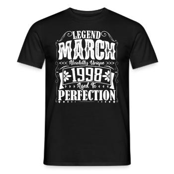 March 1998. March 1998 Birthday Gift. March. - Men's T-Shirt - black - Front - AI Model Male 178 light (178cm)
