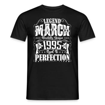March 1995. March 1995 Birthday Gift. March. - Men's T-Shirt - black - Front - AI Model Male 178 light (178cm)