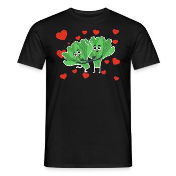 Cute Lettuce Couple Hugging Lettuce Salad Lovers - Männer T-Shirt - Schwarz - Vorne - AI Model Male 178 light (178cm)
