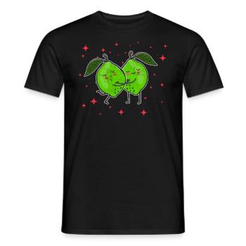 Cute Lime Couple Hugging Lime Citrus Lovers - Men's T-Shirt - black - Front - AI Model Male 178 light (178cm)
