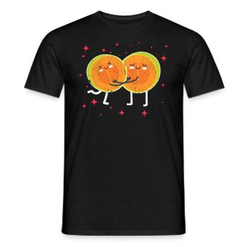 Cute Melon Cantaloupe Couple Hugging Melon Lovers - Men's T-Shirt - black - Front - AI Model Male 178 light (178cm)