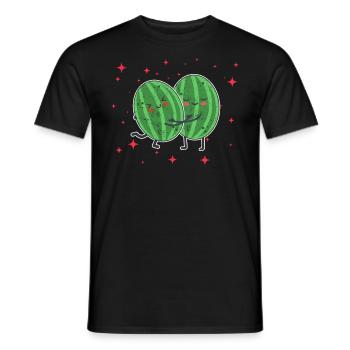Cute Melon Couple Hugging Melon Fruit Lovers - Männer T-Shirt - Schwarz - Vorne - AI Model Male 178 light (178cm)