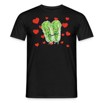 Cute Napa Cabbage Couple Hugging Fruits Lovers - Männer T-Shirt - Schwarz - Vorne - AI Model Male 178 light (178cm)