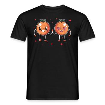 Cute Orange Couple Hugging Orange Fruit Lovers - Männer T-Shirt - Schwarz - Vorne - AI Model Male 178 light (178cm)