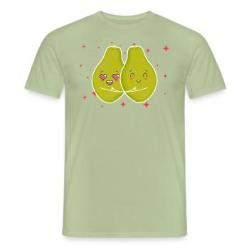 Cute Papaya Couple Hugging Papaya Fruit Lovers - Männer T-Shirt - Sage - Vorne - AI Model Male 178 light (178cm)