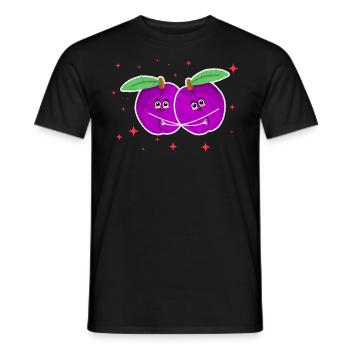 Cute Plum Couple Hugging Plum Fruit Lovers - Männer T-Shirt - Schwarz - Vorne - AI Model Male 178 light (178cm)