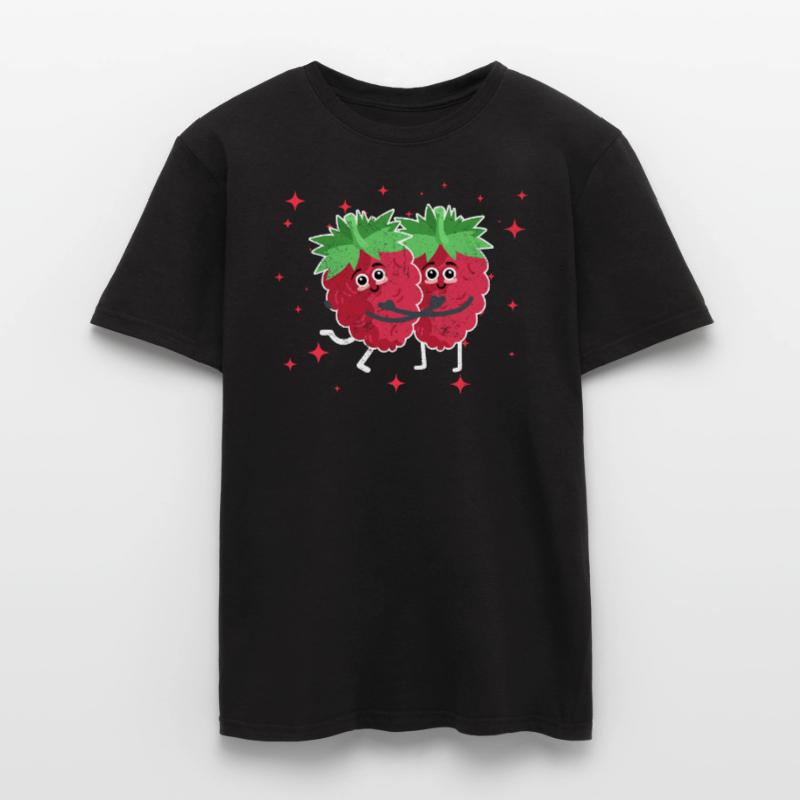 Cute Raspberry Couple Hugging Raspberry Fruit Men’s T-shirt