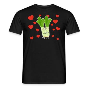 Mignon Couple D’oignon De Printemps Étreindre L’amour De L’oignon De Printemps - T-shirt homme - noir - Devant - AI Model Male 178 light (178cm)