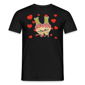 Mignon Suédois Rutabaga Couple Étreindre Amateur De Légumes - T-shirt homme - noir - Devant - AI Model Male 178 light (178cm)