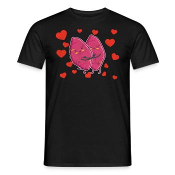 Cute Sweet Potato Couple Hugging Sweet Potato - Men's T-Shirt - black - Front - AI Model Male 178 light (178cm)