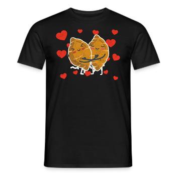 Couple d’igname mignon étreignant les amateurs de légumes d’igname - T-shirt homme - noir - Devant - AI Model Male 178 light (178cm)