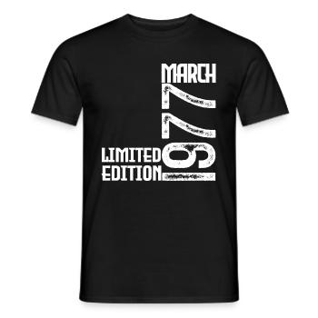 Cadeau Anniversaire Mars 1977. March 1977. mars - T-shirt homme - noir - Devant - AI Model Male 178 light (178cm)