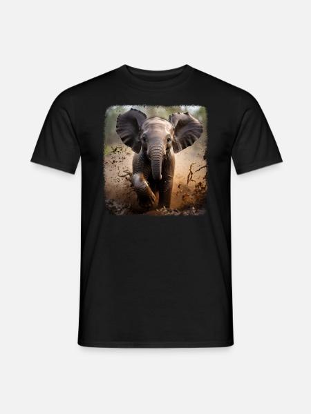 Elephant Realistic Elephant - Men's T-Shirt - black