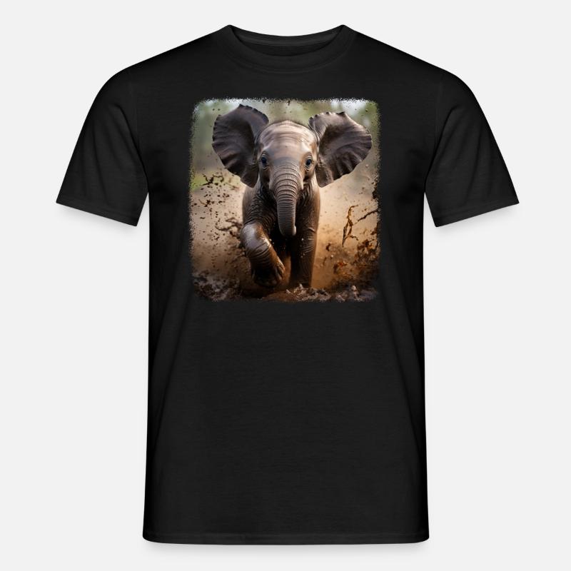 Elefanten realistic Elefant - Männer T-Shirt - Schwarz