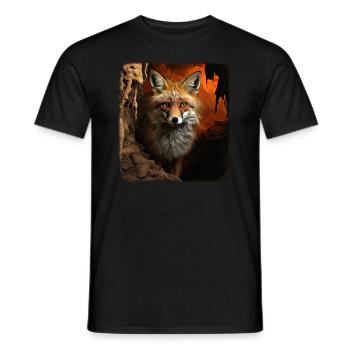 Foxes realistic fox - Men's T-Shirt - black - Front - AI Model Male 178 light (178cm)