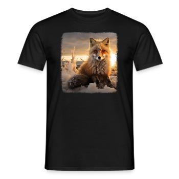Foxes realistic fox - Men's T-Shirt - black - Front - AI Model Male 178 light (178cm)