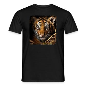 Tiger realistic baby tiger - Men's T-Shirt - black - Front - AI Model Male 178 light (178cm)