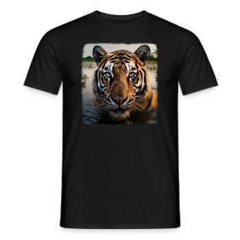 Tiger realistic baby tiger - Men's T-Shirt - black - Front - AI Model Male 178 light (178cm)