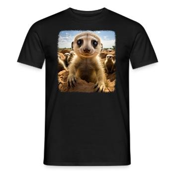 Meerkat realistic Erdmännchen - Men's T-Shirt - black - Front - AI Model Male 178 light (178cm)