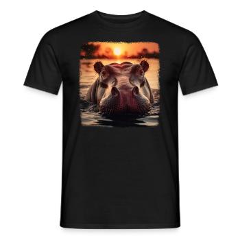 Hippos realistic Hippo - Men's T-Shirt - black - Front - AI Model Male 178 light (178cm)