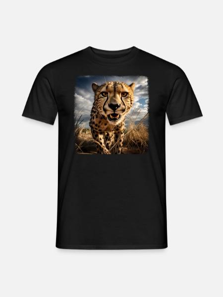 Cheetah realistic Cheetah - Men's T-Shirt - black