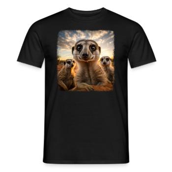 Meerkat realistic Erdmännchen - Men's T-Shirt - black - Front - AI Model Male 178 light (178cm)