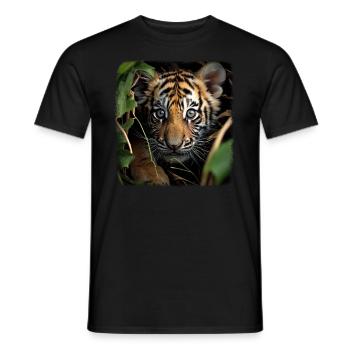 Tiger realistic baby tiger - Men's T-Shirt - black - Front - AI Model Male 178 light (178cm)