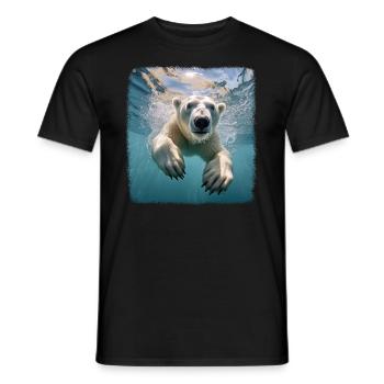 Polar Bear Realistic Polar Bear - Men's T-Shirt - black - Front - AI Model Male 178 light (178cm)