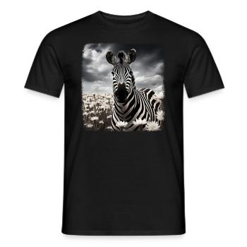 Zebras realistic Zebra - Men's T-Shirt - black - Front - AI Model Male 178 light (178cm)