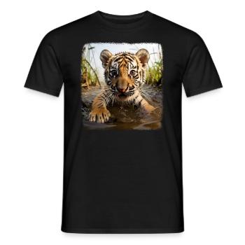 Tiger realistic baby tiger - Men's T-Shirt - black - Front - AI Model Male 178 light (178cm)