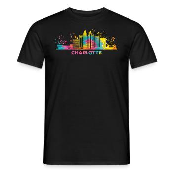 Charlottean's Skyline Charlotte - Men's T-Shirt - black - Front - AI Model Male 178 light (178cm)
