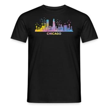 Chicagoan Aquarell Skyline Chicago - Männer T-Shirt - Schwarz - Vorne - AI Model Male 178 light (178cm)