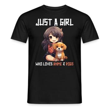 Kawaii Girl Anime Manga Fille et Chien - T-shirt homme - noir - Devant - AI Model Male 178 light (178cm)