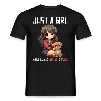 Kawaii Girl Anime Manga Fille et Chien - T-shirt homme - noir - Devant - AI Model Male 178 light (178cm)