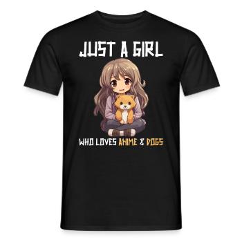 Kawaii Girl Anime Manga Fille et Chien - T-shirt homme - noir - Devant - AI Model Male 178 light (178cm)
