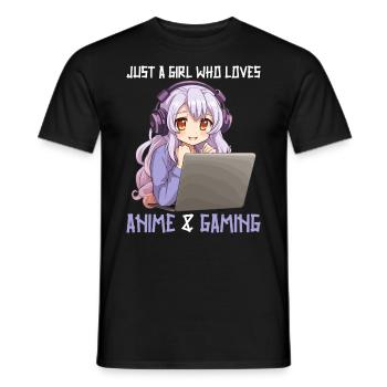 Kawaii Girl Anime Manga Fille Chat - T-shirt homme - noir - Devant - AI Model Male 178 light (178cm)