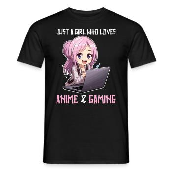 Kawaii Girl Anime Manga Fille Chat - T-shirt homme - noir - Devant - AI Model Male 178 light (178cm)