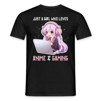 Kawaii Girl Anime Manga Fille Chat - T-shirt homme - noir - Devant - AI Model Male 178 light (178cm)
