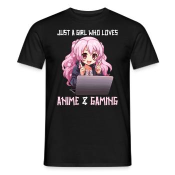 Kawaii Girl Anime Manga Fille Chat - T-shirt homme - noir - Devant - AI Model Male 178 light (178cm)