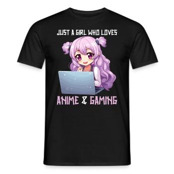 Kawaii Girl Anime Manga Fille Chat - T-shirt homme - noir - Devant - AI Model Male 178 light (178cm)