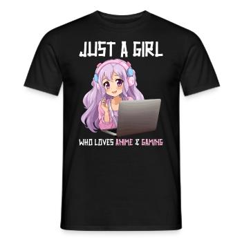 Kawaii Girl Anime Manga Fille Chat - T-shirt homme - noir - Devant - AI Model Male 178 light (178cm)