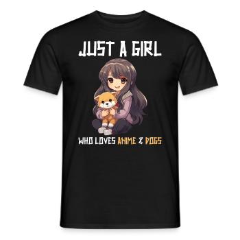 Kawaii Girl Anime Manga Fille et Chien - T-shirt homme - noir - Devant - AI Model Male 178 light (178cm)