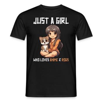 Kawaii Girl Anime Manga Fille et Chien - T-shirt homme - noir - Devant - AI Model Male 178 light (178cm)