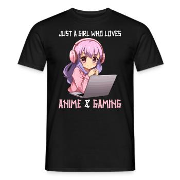 Kawaii Girl Anime Manga Fille Chat - T-shirt homme - noir - Devant - AI Model Male 178 light (178cm)