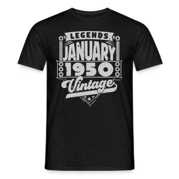 Vintage Anniversaire Janvier 1950, Janvier 1950. - T-shirt homme - noir - Devant - AI Model Male 178 light (178cm)