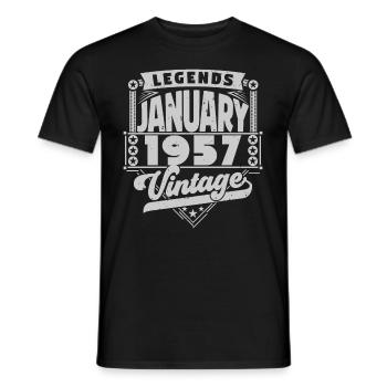 Jahrgangsjubiläum Januar 1957, Januar 1957. - Männer T-Shirt - Schwarz - Vorne - AI Model Male 178 light (178cm)