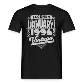 Vintage Birthday January 1996, January 1996. - Men's T-Shirt - black - Front - AI Model Male 178 light (178cm)