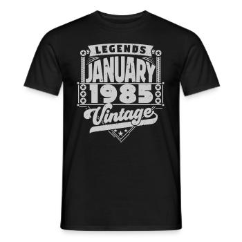 Vintage Birthday January 1985, January 1985. - Men's T-Shirt - black - Front - AI Model Male 178 light (178cm)