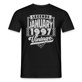Vintage Anniversaire Janvier 1997, Janvier 1997. - T-shirt homme - noir - Devant - AI Model Male 178 light (178cm)