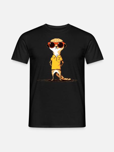 Erdmännchen Mit Sonnenbrille Meerkat - Männer T-Shirt - Schwarz